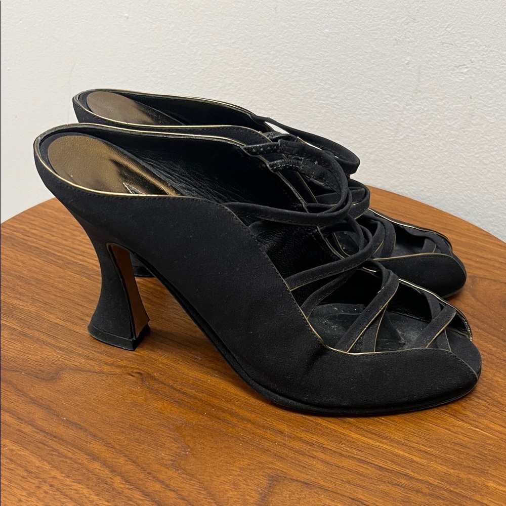 Donna Karan Vintage Mules with Gold Accents
